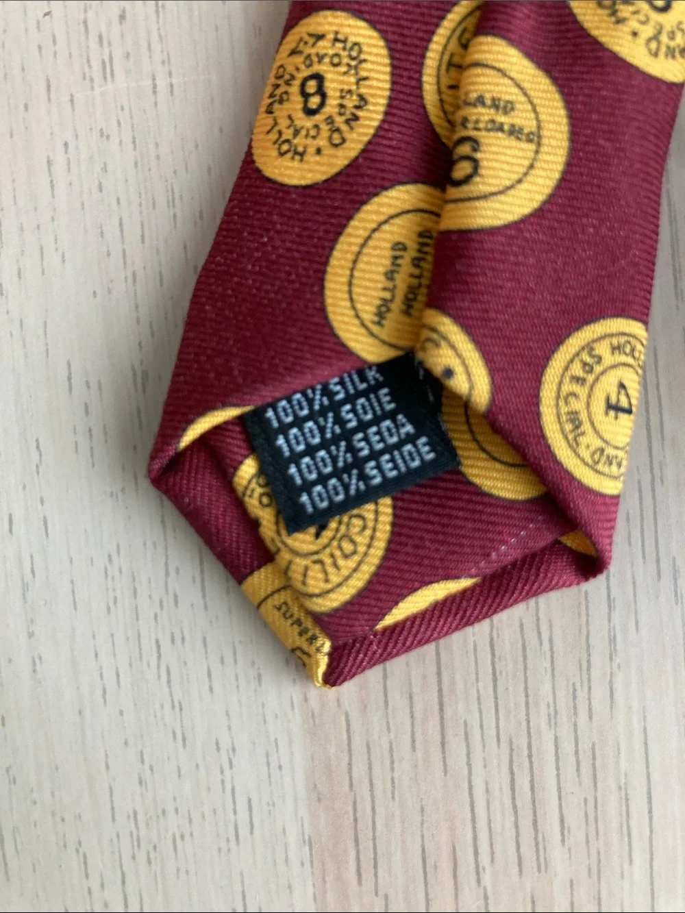 Holland & Holland London CLARET 36OZ CARTRIDGE CAP SILK TIE Handmade